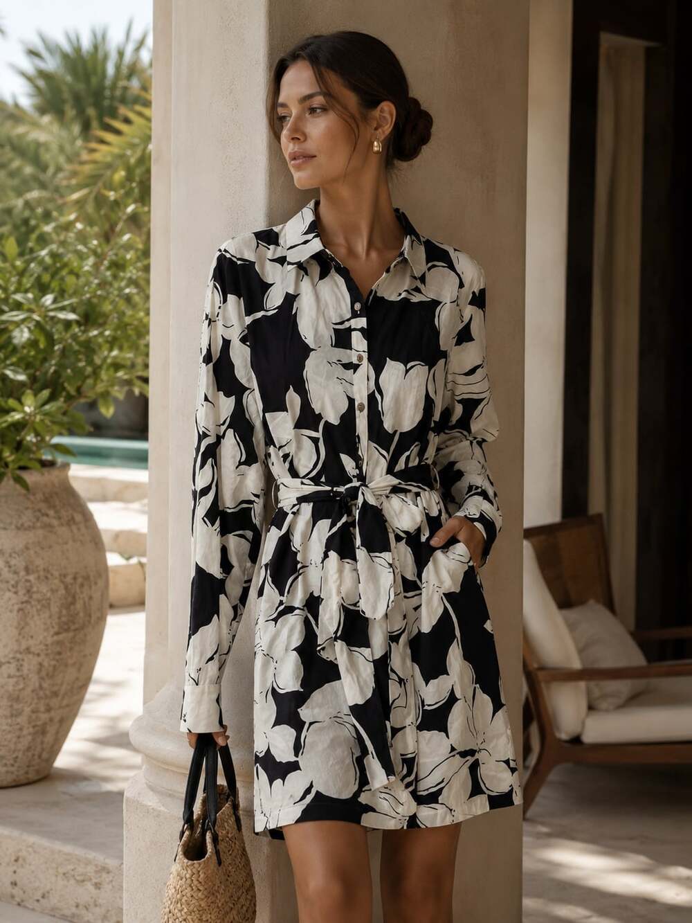 Diane von Furstenberg DVF Taffy Floral Belted Shirt Dress Cotton Size 14
